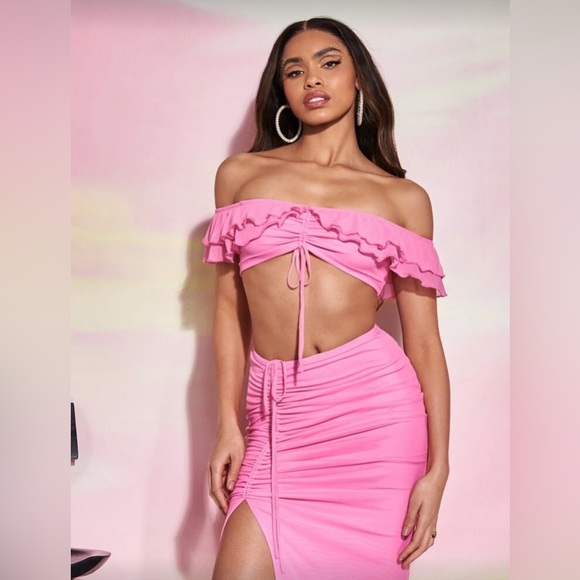 Pink Ruched Top & Skirt - Picture 4 of 5